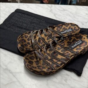 Pedro Garcia NEW! Leopard Crystal Embellished Slip On Sandal Size 38